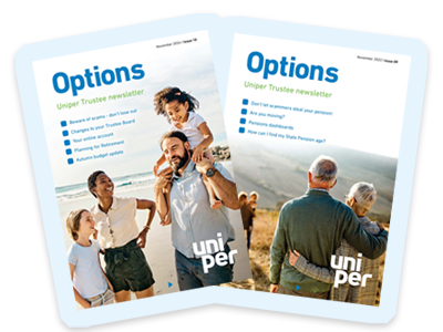 Front covers of two Uniper newsletters