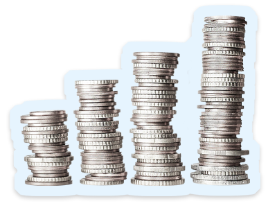 Piles of coins gradually getting taller