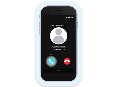 A mobile phone showing an unknown caller
