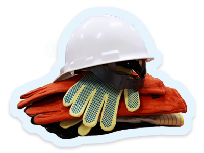 A pile of work gloves and a hard hat